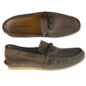 John Varvatos USA Men 10 M Brown Suede Bit Loafers Moc Toe Shoes Casual Resort